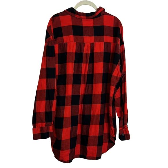 Old Navy Womens Flannel Shirt XL Red Black Buffalo Plaid Button Front Cotton - Picture 3 of 6